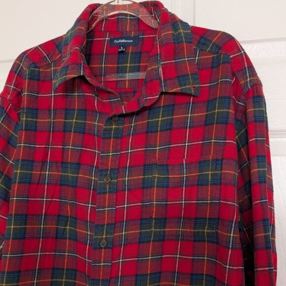 Croft & Barrow Flannel Plaid Shirt Mens Size Large Red Long Sleeve Button Down - Picture 2 of 11